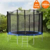 Trampolin Ø366 cm mit Sicherheitsnetz, Leiter und gepolsterten Stangen Blau bis 150kg HAUKI