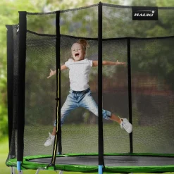 Trampolin Ø427 cm mit Sicherheitsnetz, Leiter und gepolsterten Stangen Grün bis 150kg HAUKI