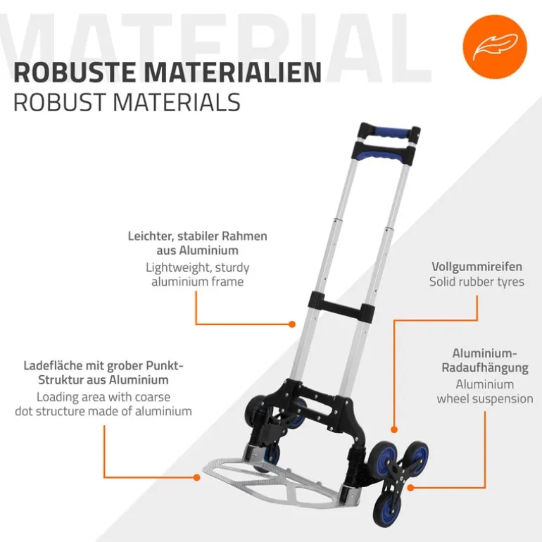 Treppensackkarre mit Treppensteiger klappbar 2x3 Rädern aus Aluminium belastbar bis 80 kg