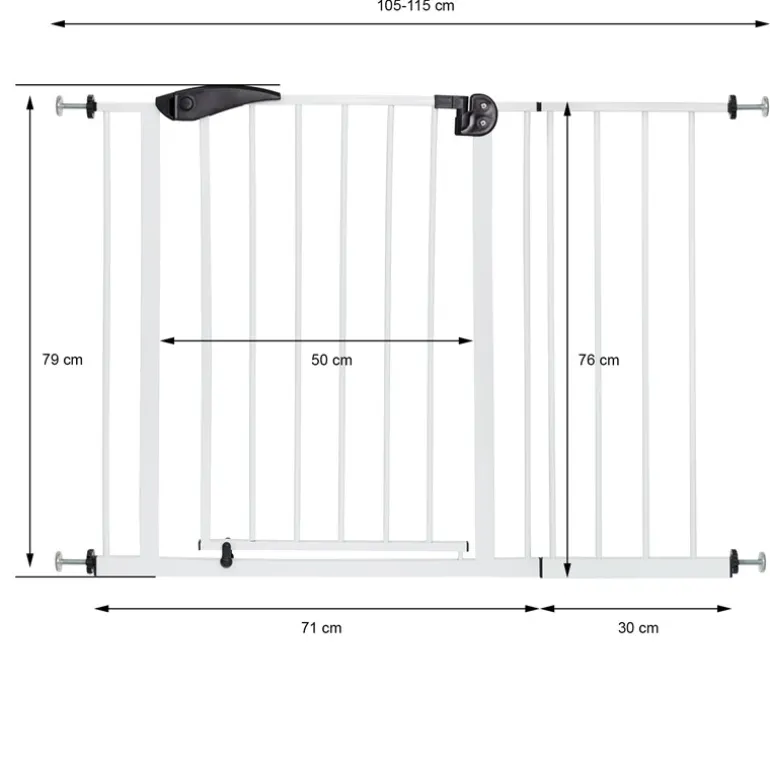 Türschutzgitter Weiß 105-115 cm aus Metall