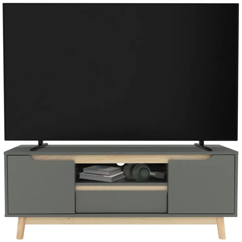 TV Lowboard Fernsehschrank 120x40 cm in mattgrün aus MDF & Kiefernholz ML-Design