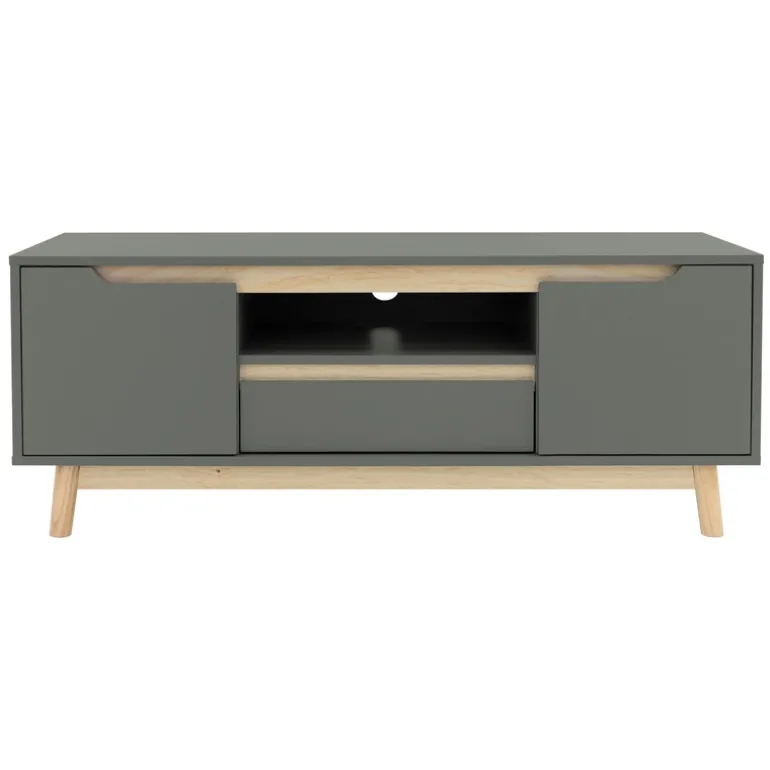 TV Lowboard Fernsehschrank 120x40 cm in mattgrün aus MDF & Kiefernholz ML-Design