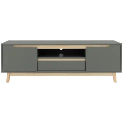 TV Lowboard Fernsehschrank 140x40 cm in mattgrün aus MDF & Kiefernholz ML-Design