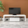 TV-Lowboard mit Stauraum 140x51x35 cm Weiß aus MDF ML-Design