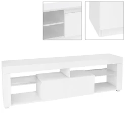 TV-Lowboard mit Stauraum 140x51x35 cm Weiß aus MDF ML-Design