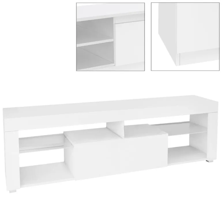 TV-Lowboard mit Stauraum 140x51x35 cm Weiß aus MDF ML-Design