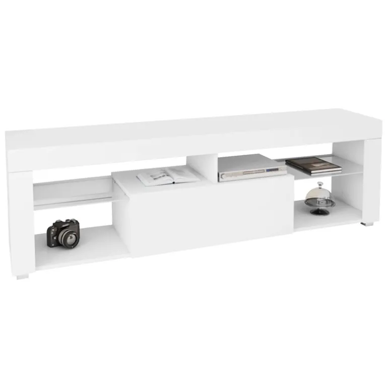 TV-Lowboard mit Stauraum 140x51x35 cm Weiß aus MDF ML-Design