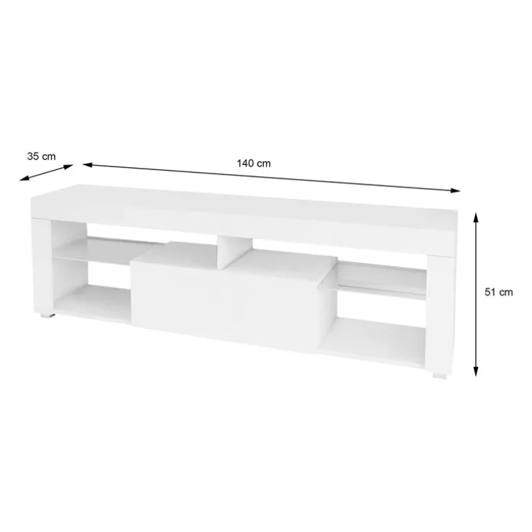 TV-Lowboard mit Stauraum 140x51x35 cm Weiß aus MDF ML-Design