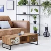 TV-Lowboard mit zwei Schubladen 110x50x40 cm aus Akazien- und Schwellenholz mit Metallbeine  WOMO-Design