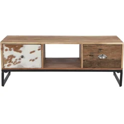 TV-Lowboard mit zwei Schubladen 110x50x40 cm aus Akazien- und Schwellenholz mit Metallbeine  WOMO-Design