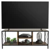 TV-Lowboard 120x40 cm mit Eiche-Rustikal Dekor und Stahlgestell in Schwarz TV Schrank mit 4 Fächern ML-Design