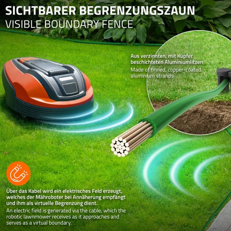 Universal 150m Begrenzungskabel für Mähroboter + 600 Erdnägel