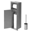 Unterputz-Schrankmodul befliesbar mit Toilettenbürste 60x20x14cm, Silber, Edelstahl WC Wandnische LuxeBath