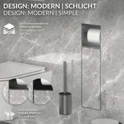 Unterputz-Schrankmodul befliesbar mit Toilettenbürste 60x20x14cm, Silber, Edelstahl WC Wandnische LuxeBath