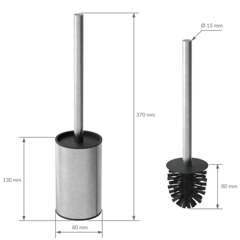Unterputz-Schrankmodul befliesbar mit Toilettenbürste 60x20x14cm, Silber, Edelstahl WC Wandnische LuxeBath