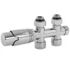 Ventil Armaturen Set Multiblock Chrome Durchgangsform inkl. Thermostatkopf LuxeBath