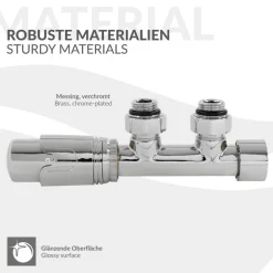 Ventil-Armaturen Set Multiblock Chrom Eckform inkl. Thermostatkopf LuxeBath