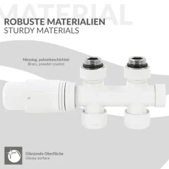 Ventil-Armaturen Set Multiblock Weiß Durchgangsform inkl. Thermostatkopf LuxeBath