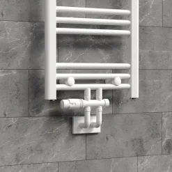 Ventil-Armaturen Set Multiblock Weiß Durchgangsform inkl. Thermostatkopf LuxeBath