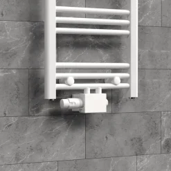 Ventil-Armaturen Set Weiß Universal für Eck- und Durchgangsform inkl. Thermostatkopf LuxeBath