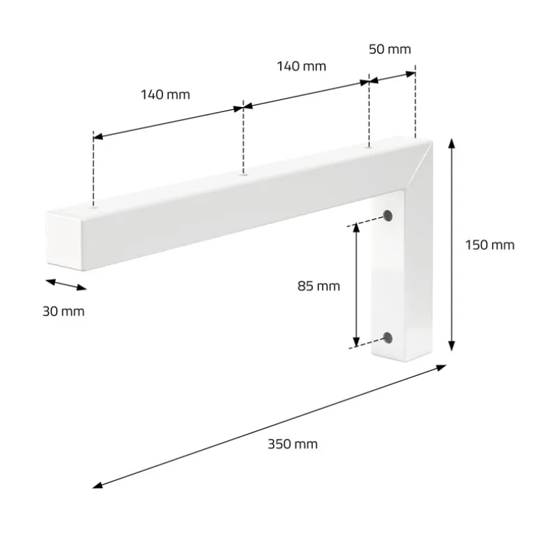 Wandkonsole Regalhalterung 2er Set 350 x 150 mm weiß aus Stahl ML-Design
