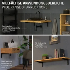 Wandkonsole Regalhalterung 2er Set 400 x 150 mm schwarz aus Stahl ML-Design