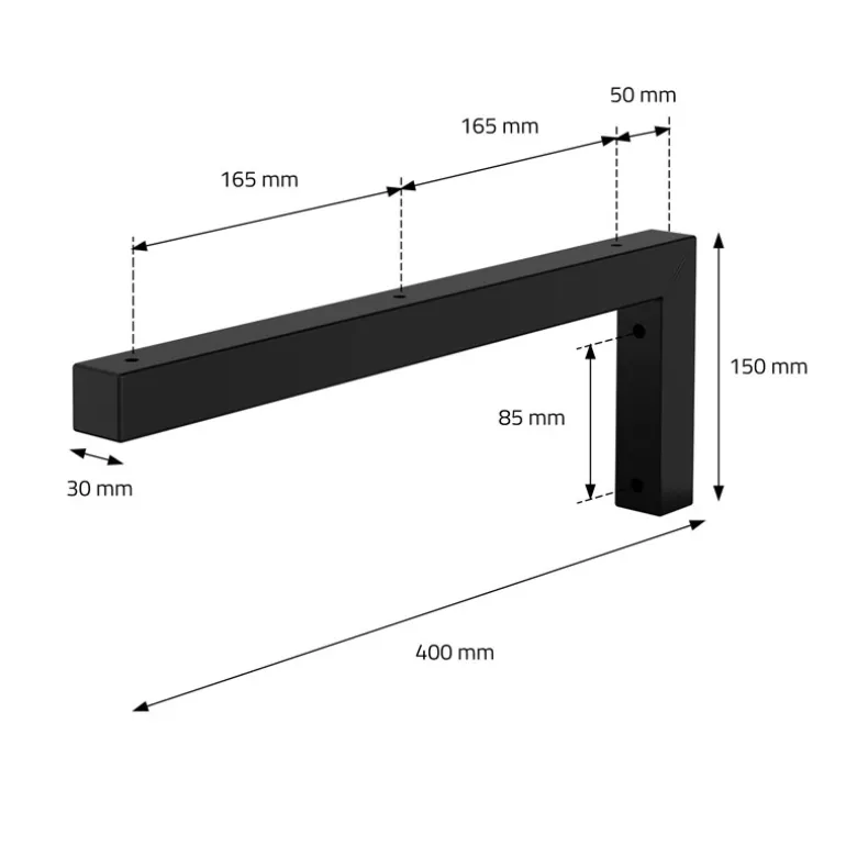 Wandkonsole Regalhalterung 2er Set 400 x 150 mm schwarz aus Stahl ML-Design