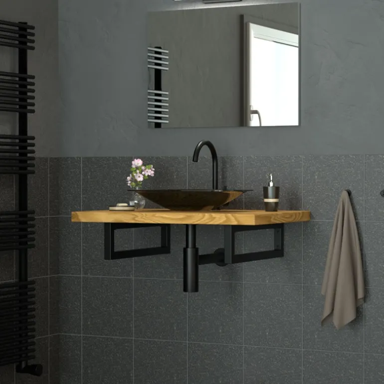 Wandkonsole Regalhalterung 2er Set 450 x 150 mm schwarz aus Stahl ML-Design