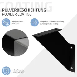 Wandkonsole Regalhalterung 2er Set 200 x 200 mm Schwarz aus Stahl ML-Design