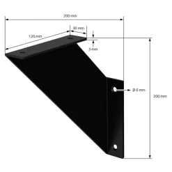 Wandkonsole Regalhalterung 2er Set 200 x 200 mm Schwarz aus Stahl ML-Design