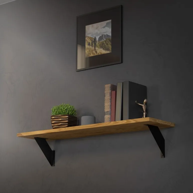 Wandkonsole Regalhalterung 2er Set 200 x 200 mm Schwarz aus Stahl ML-Design