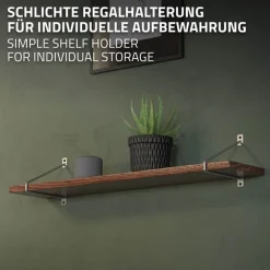 Wandkonsole Regalhalterung 2er Set 220 x 180 mm Grau aus Stahl ML-Design