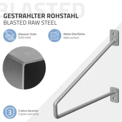 Wandkonsole Regalhalterung 2er Set 220 x 180 mm Grau aus Stahl ML-Design