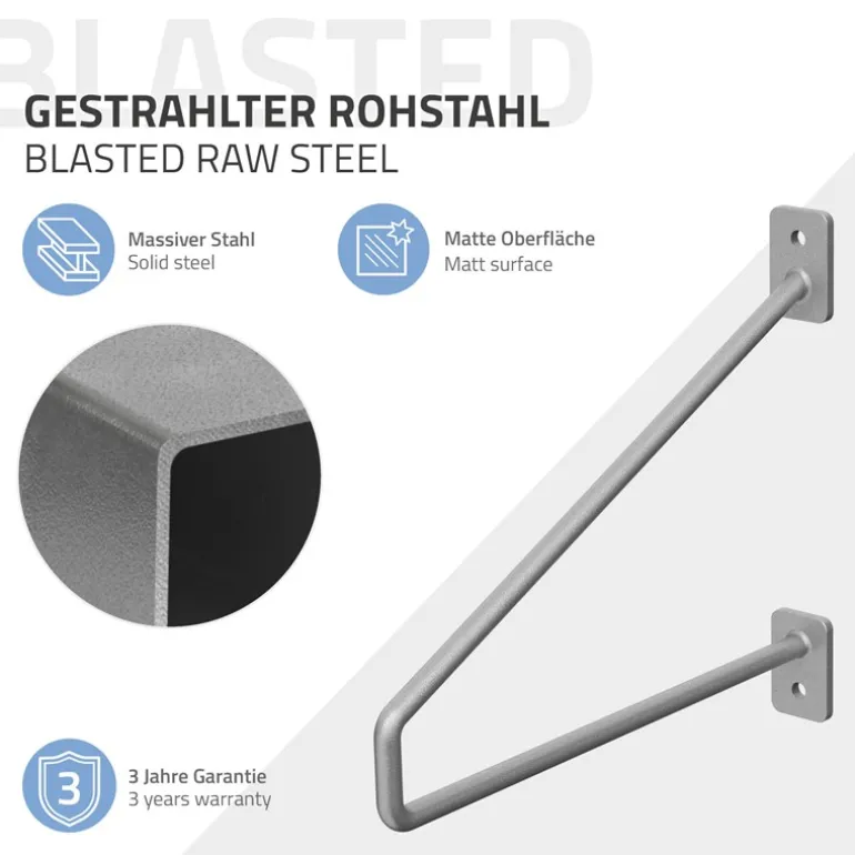 Wandkonsole Regalhalterung 2er Set 220 x 180 mm Grau aus Stahl ML-Design