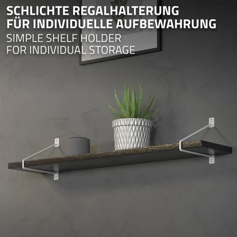 Wandkonsole Regalhalterung 2er Set 220 x 180 mm Weiß aus Stahl ML-Design