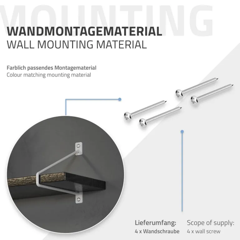 Wandkonsole Regalhalterung 2er Set 220 x 180 mm Weiß aus Stahl ML-Design