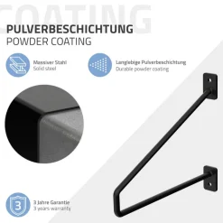 Wandkonsole Regalhalterung 2er Set 220 x180 mm Schwarz aus Stahl ML-Design