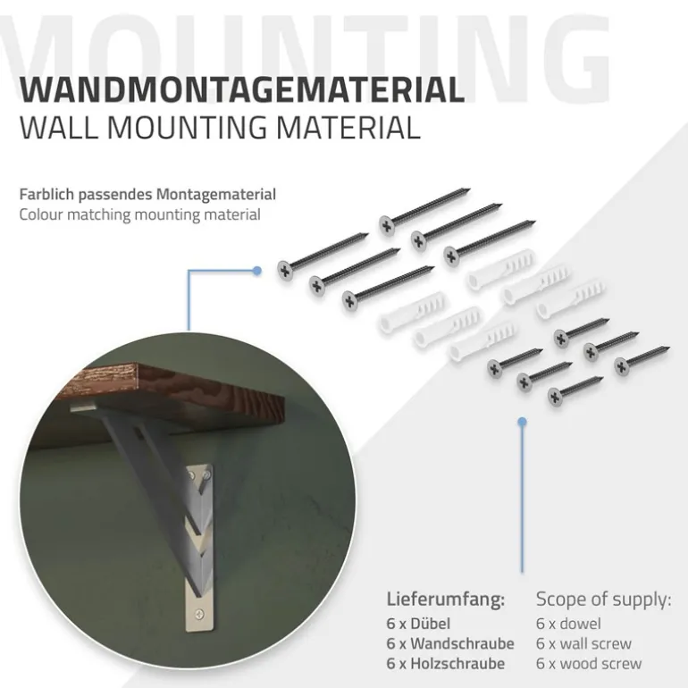 Wandkonsole Regalhalterung 2er Set 240 x 240 mm Silber aus Aluminium ML-Design