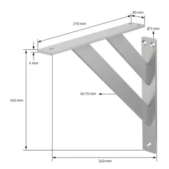 Wandkonsole Regalhalterung 2er Set 240 x 240 mm Silber aus Aluminium ML-Design