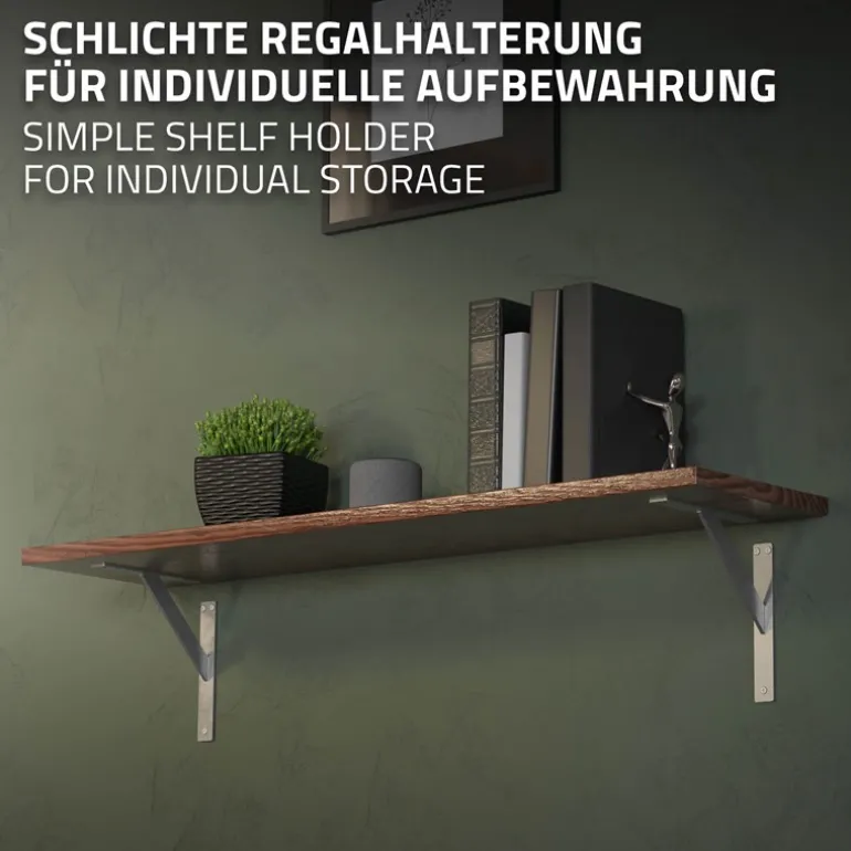 Wandkonsole Regalhalterung 2er Set 240 x 240 mm Silber aus Aluminium ML-Design