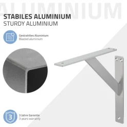 Wandkonsole Regalhalterung 2er Set 240 x 240 mm Silber aus Aluminium ML-Design