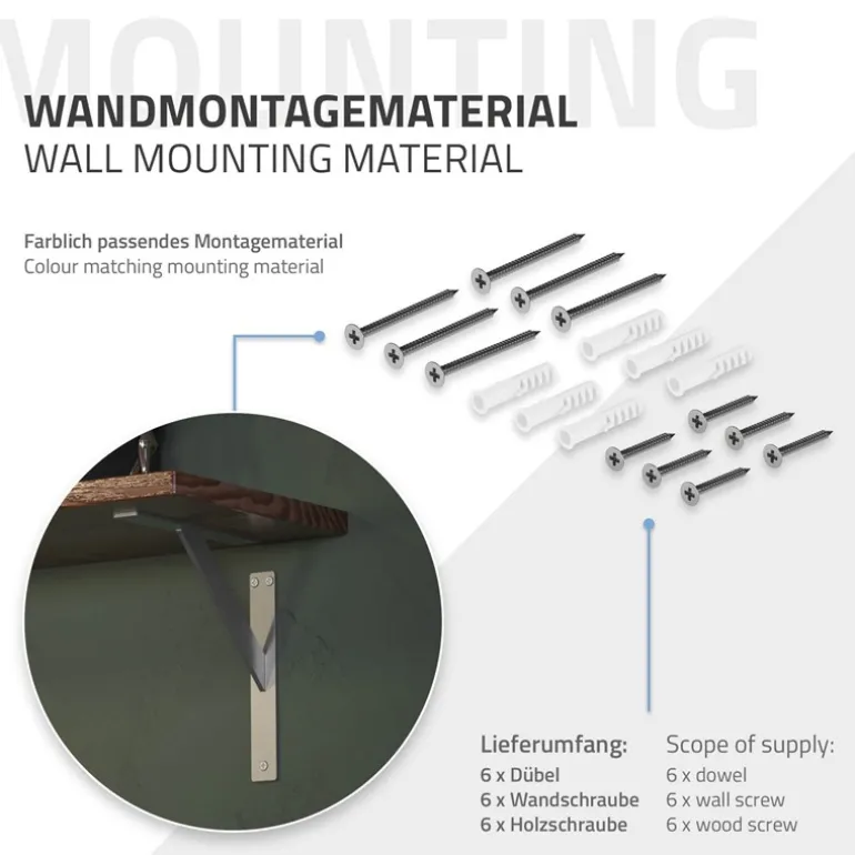 Wandkonsole Regalhalterung 2er Set 240 x 240 mm Silber aus Aluminium ML-Design