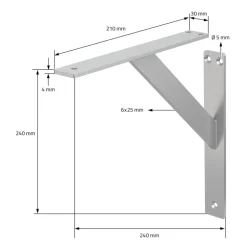 Wandkonsole Regalhalterung 2er Set 240 x 240 mm Silber aus Aluminium ML-Design