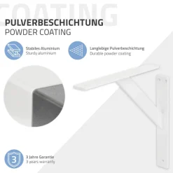 Wandkonsole Regalhalterung 2er Set 240 x 240 mm Weiß aus Aluminium ML-Design