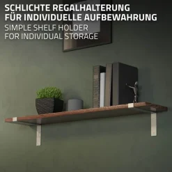 Wandkonsole Regalhalterung 2er Set 250 x 145 mm Grau aus Stahl ML-Design