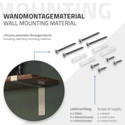 Wandkonsole Regalhalterung 2er Set 250 x 145 mm Grau aus Stahl ML-Design