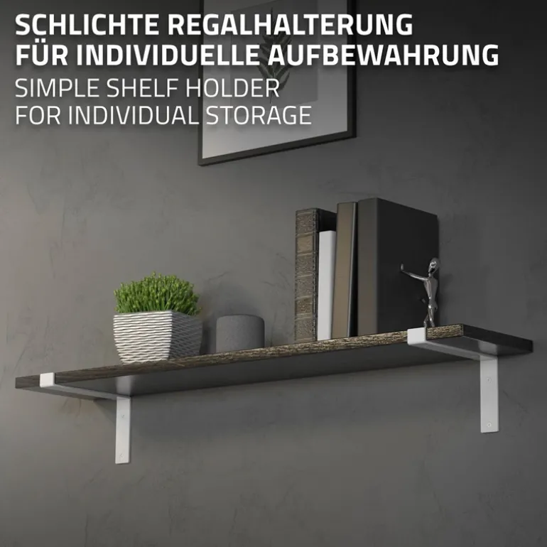 Wandkonsole Regalhalterung 2er Set 250 x 145 mm Weiß aus Stahl ML-Design