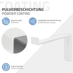 Wandkonsole Regalhalterung 2er Set 250 x 145 mm Weiß aus Stahl ML-Design