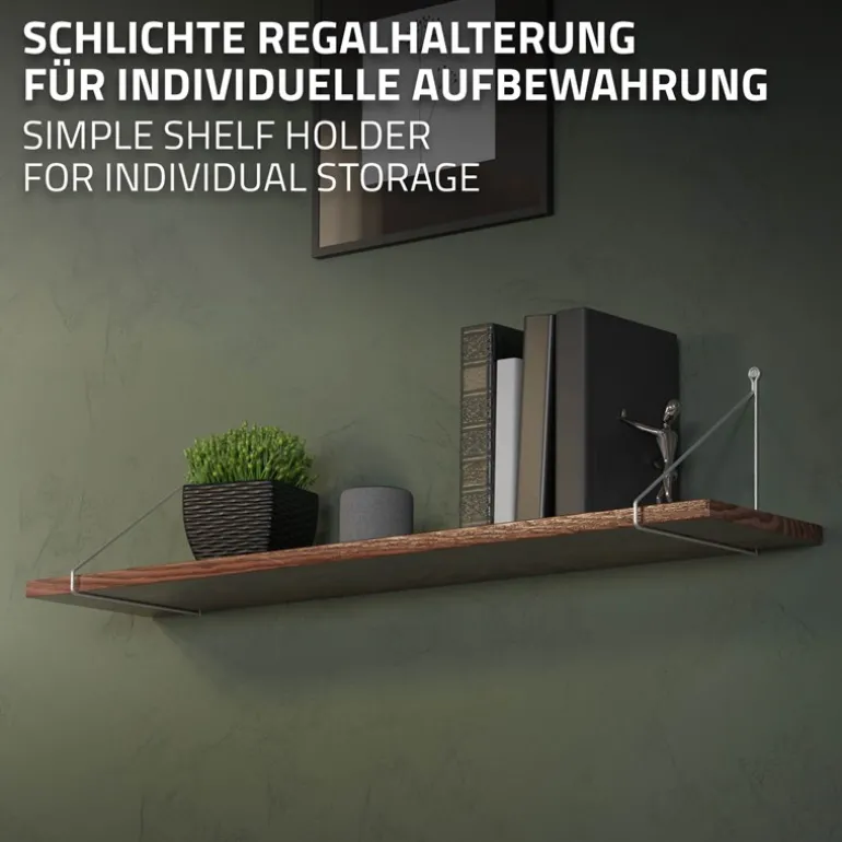 Wandkonsole Regalhalterung 2er Set 250 x 250 mm Silber aus Stahl ML-Design