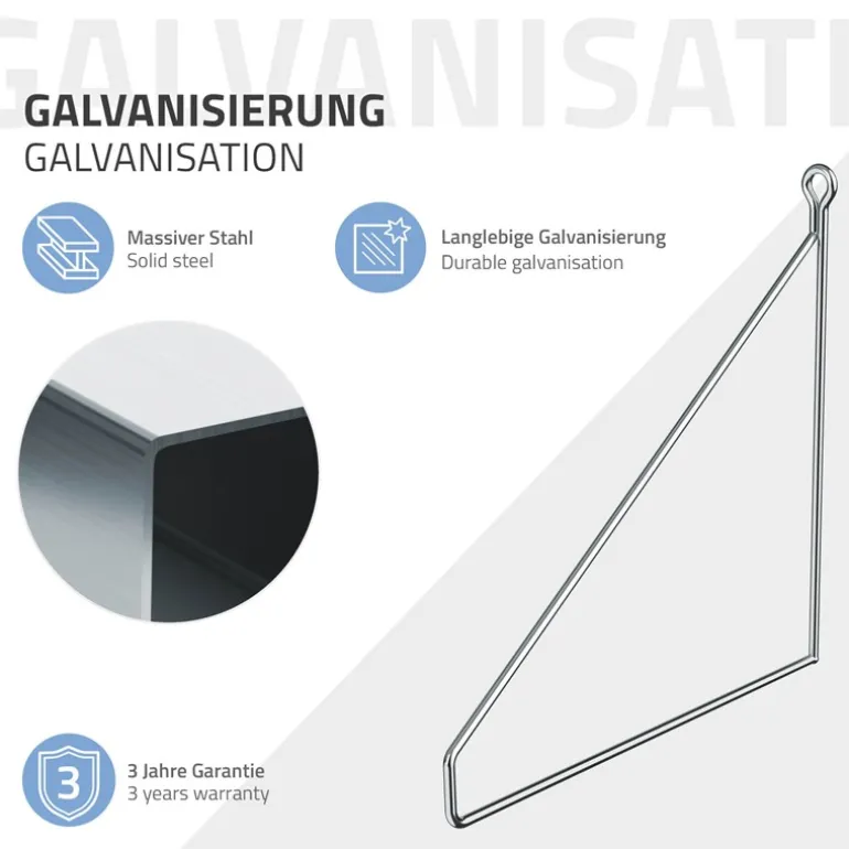 Wandkonsole Regalhalterung 2er Set 250 x 250 mm Silber aus Stahl ML-Design